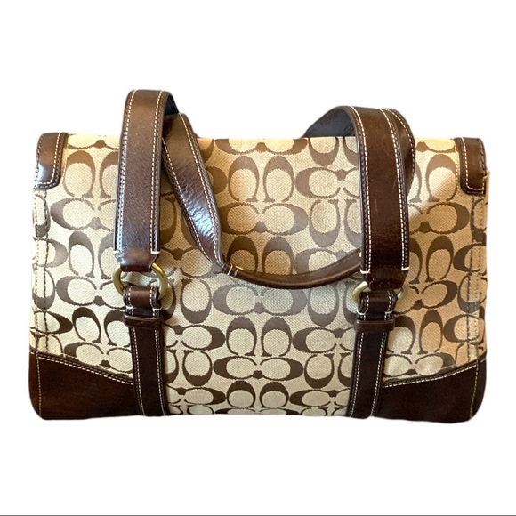 EUC Coach Classic Canvas + Leather Satchel Handbag - Picture 9 of 10